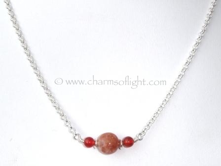 Sunstone & Carnelian Silver Necklace